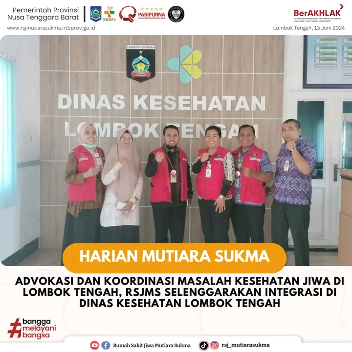 ADVOKASI DAN KOORDINASI MASALAH KESEHATAN JIWA DI LOMBOK TENGAH , RSJMS SELENGGARAKAN INTEGRASI DI DINAS KESEHATAN LOMBOK TENGAH